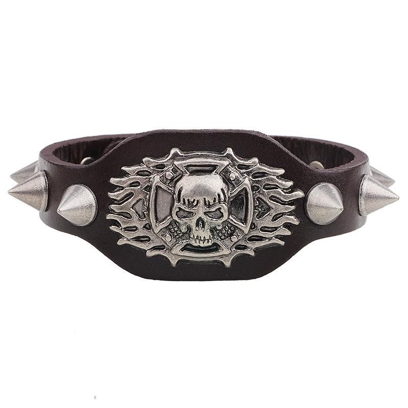 Wholesale New Arrival Wide Leather Bracelet Retro Cuff Rope Cowboy Rider Harley Motor Cycles ...