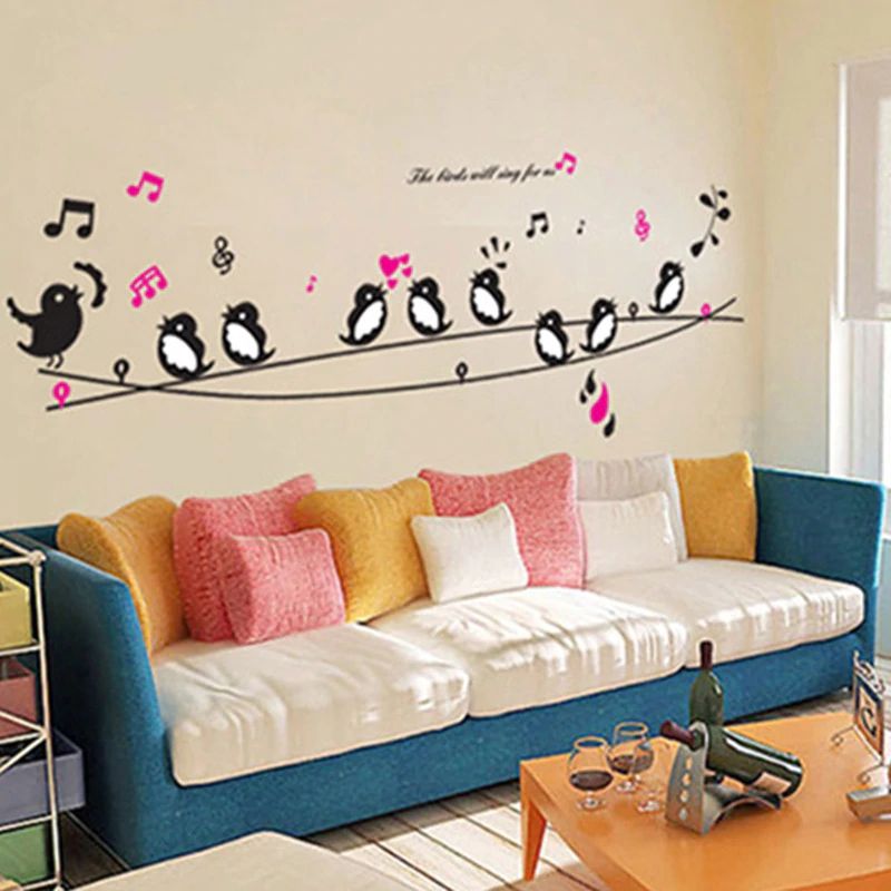 Little Bird Singing Sticker Cute Nursery Animals Wall Stickers