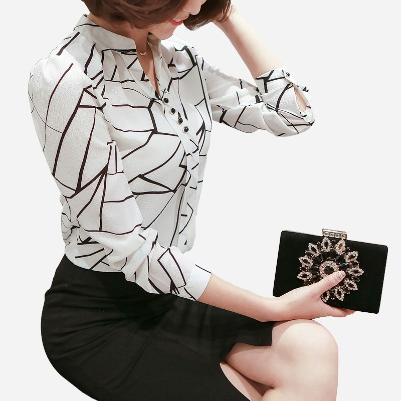 longitud entusiasta piel Camisas de mujer Blusa de oficina 2018 Camisa de chifón de manga larga de  otoño de primavera Blusas de mujer Top y blusas Blusas femeninas H3