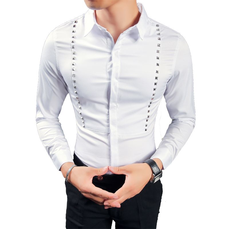2019 new 2017 autumn winter rivet design men dress shirts high quality mens casual shirt men plus size m xxxl slim fit social shirts from hiem 41 91 new shirt design images