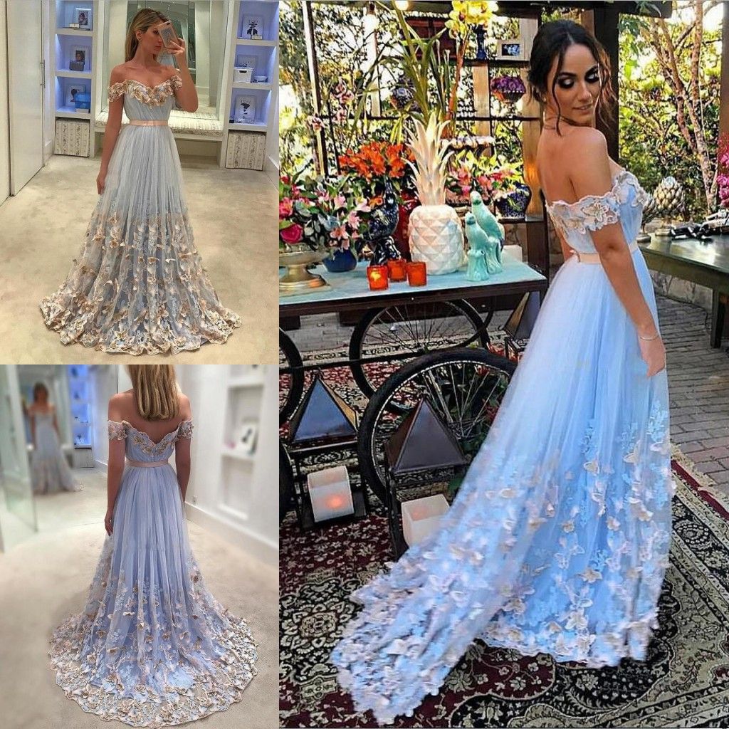 light blue dress with white flowers