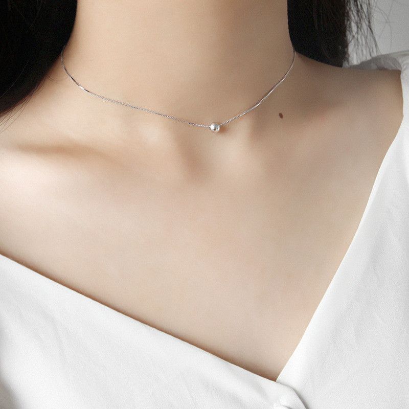 silver choker chain necklace