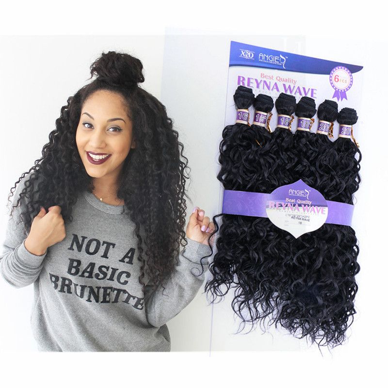 Afro Curly Synthetic Extension Hair 6bundles 16 20inch Kinky Curl