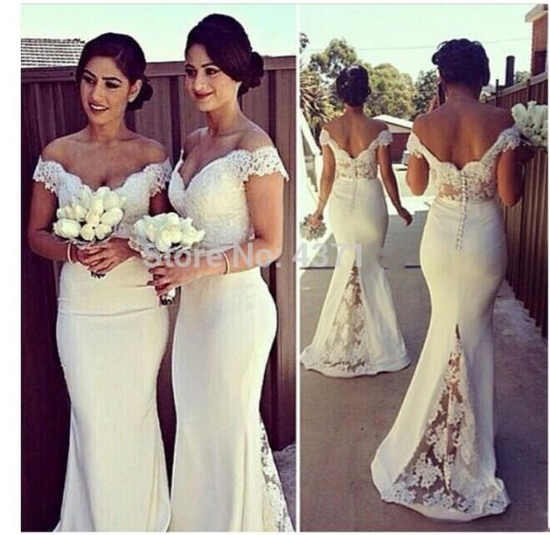 white and cream bridesmaid dresses