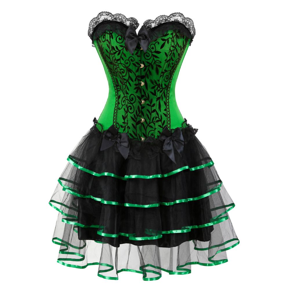 green corset dress