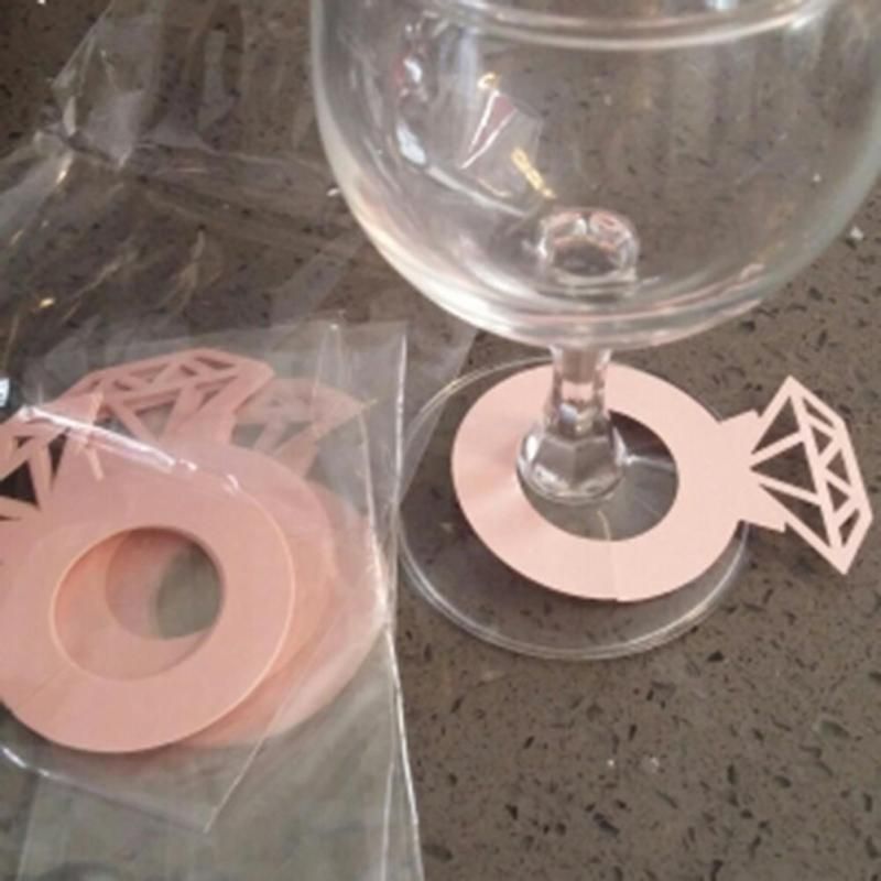 12Pcs vin étiquettes Nom Balises cristal anneaux en verre forme Marqueurs Fiançailles