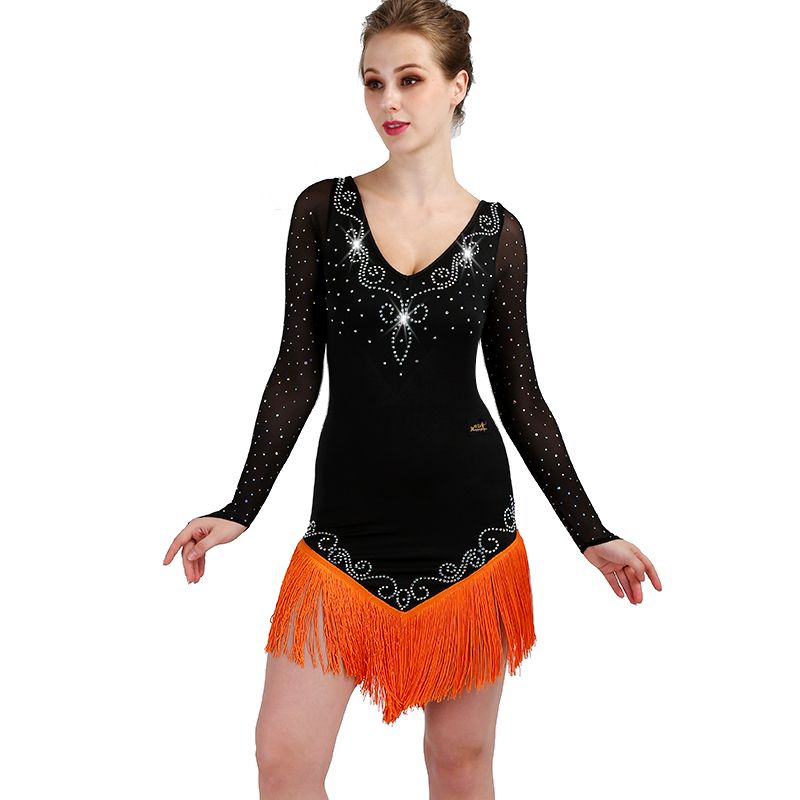 Tassel Latin Dance Dress Clothing Salsa Costume Ballroom Competition Skirt//3