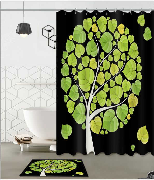 2021 3d Polyester Fabric Green Tree, Tree Print Shower Curtain
