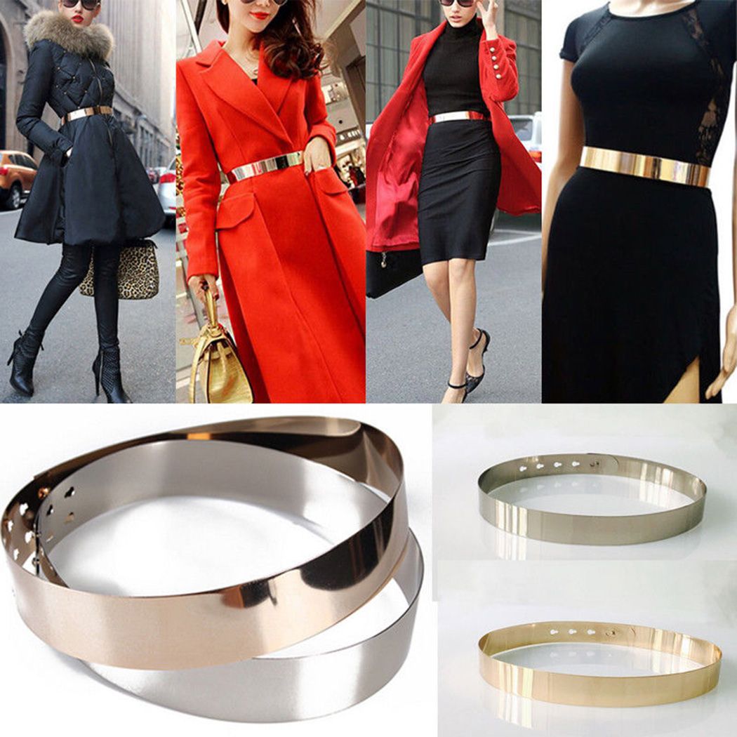 Para Mujer Metal Espejo De Cintur/ón Met/álico Ajustable De La Pretina De La Placa Cinturones Anchos Para Damas