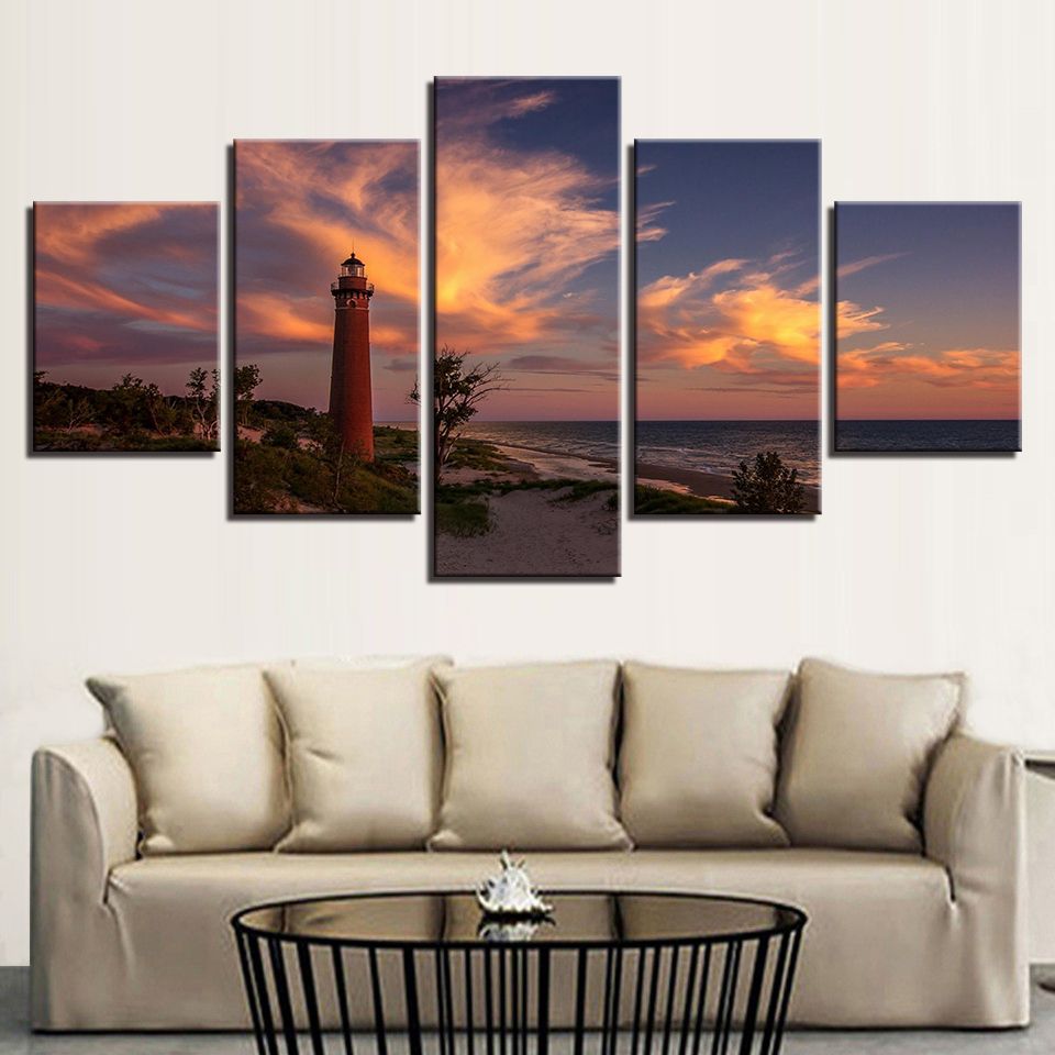 LIGHT HOUSE SUNSET CANVAS WALL ART PRINTS PICTURES PHOTO HOME DECOR MODERN ART