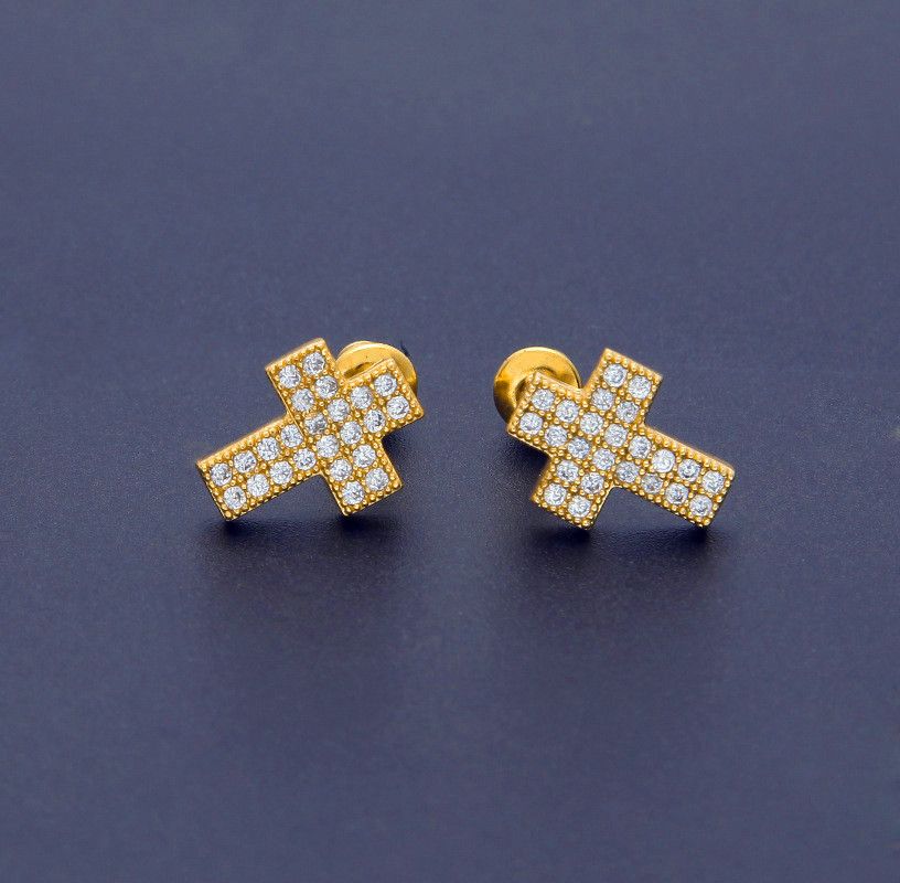 Aretes de circonio de lujo Oro hombre Marca Joyería Moda Perforado Ear Stud