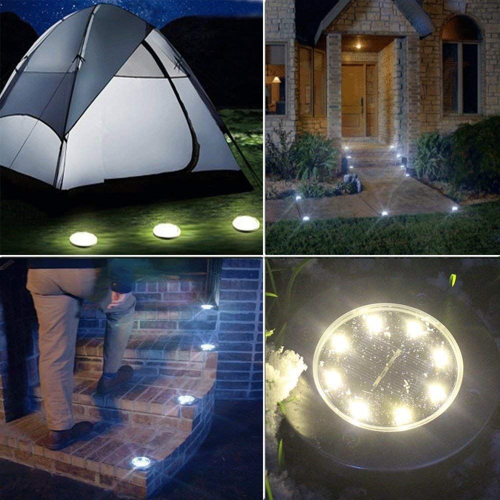 compre luces de tierra con energia solar luces led de paisaje luces de disco ip65 a prueba de agua luces de cubierta solar blancas calidas luces