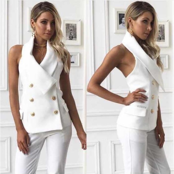 women's sleeveless tuxedo jacket