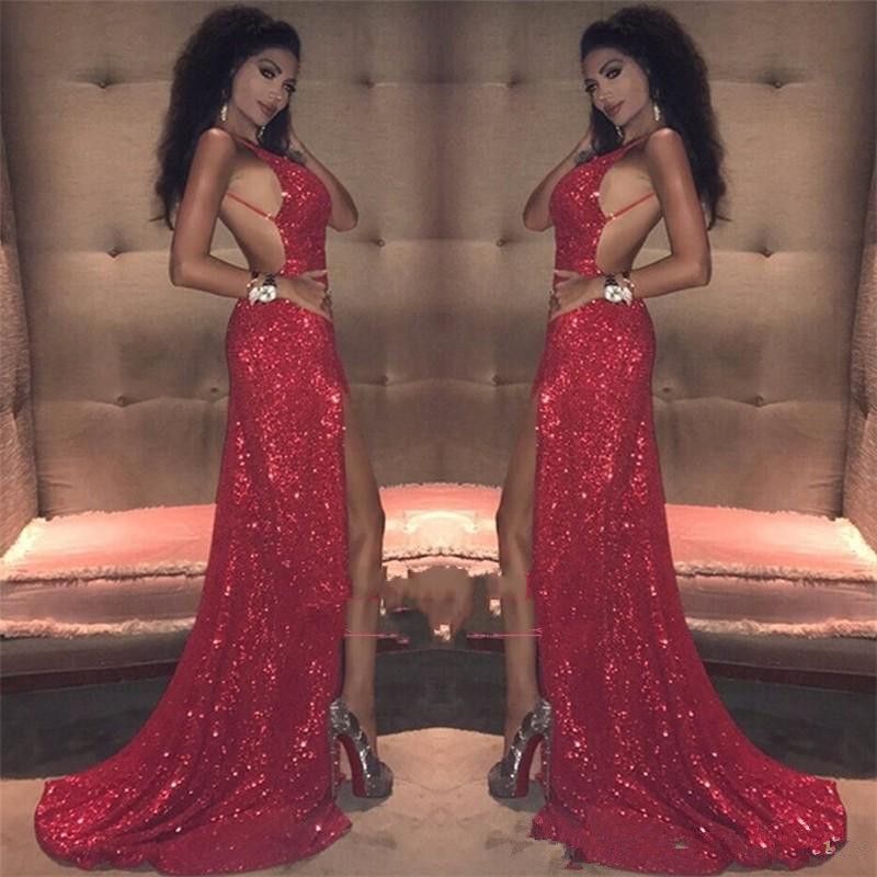 Vestiti rossi lunghi con spacco Clearance