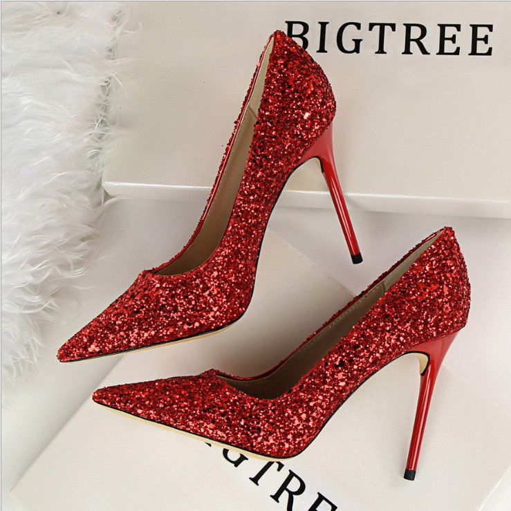 sparkly high heels