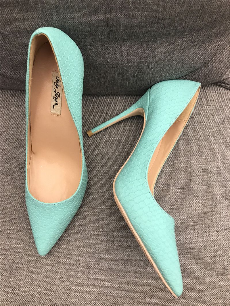 Gratis verzending Mode Vrouwen Pumps Mint Groene Snake Gedrukt Punt Teen  Hoge Hakken Dunne Hak Schoenen