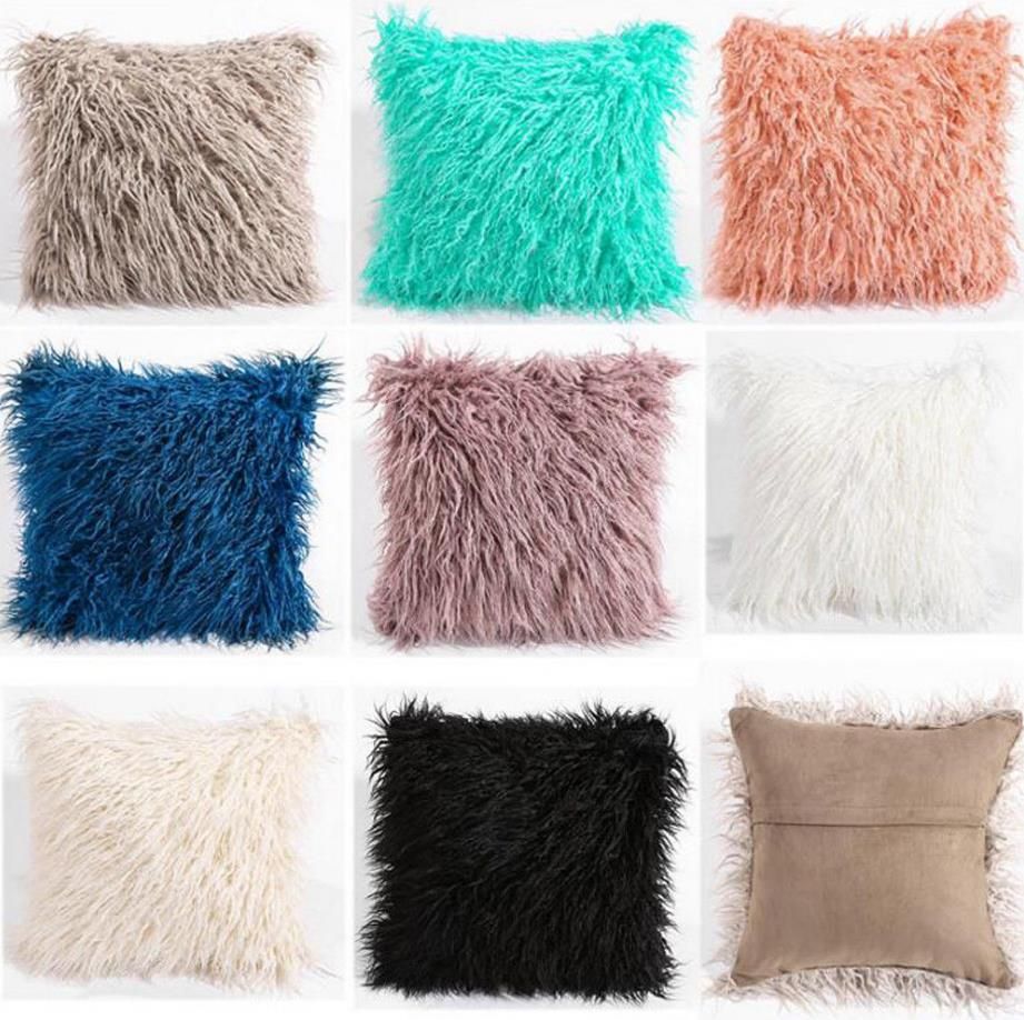 Soft Long Plush Throw Furry Pillow Case Luxury Home Decor Cushion