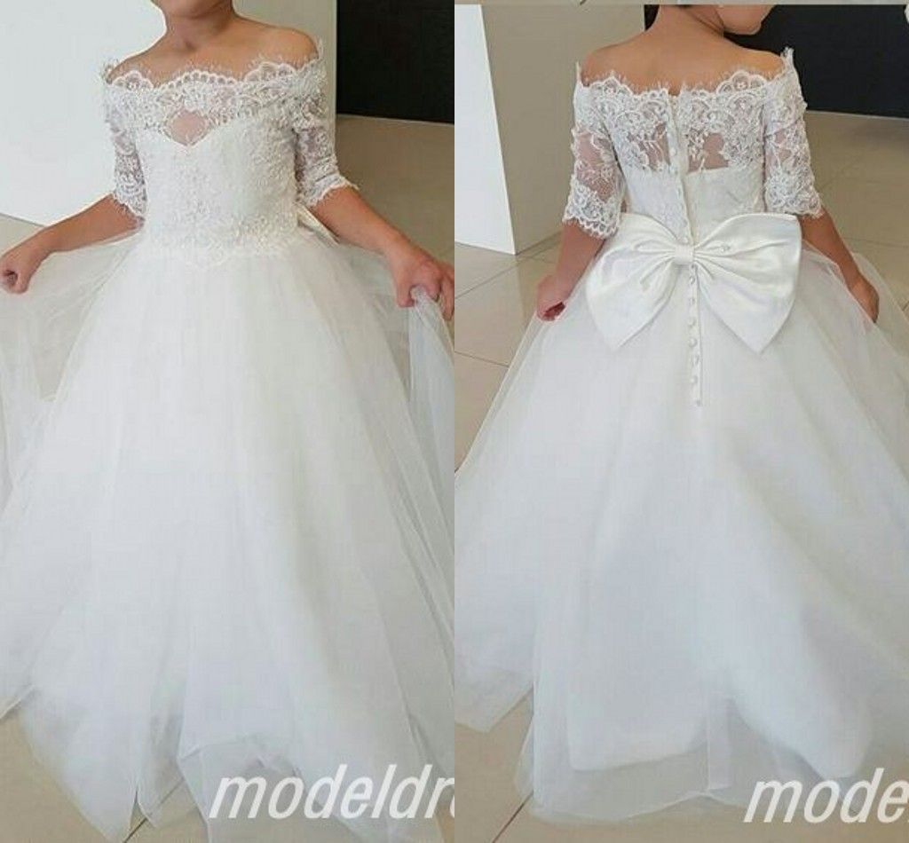 flower girl off the shoulder dress