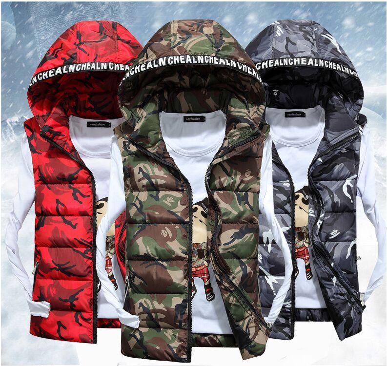 Domple Men Zipper Quilted Stylish Hooded Sleeveless Down Vest Jacket