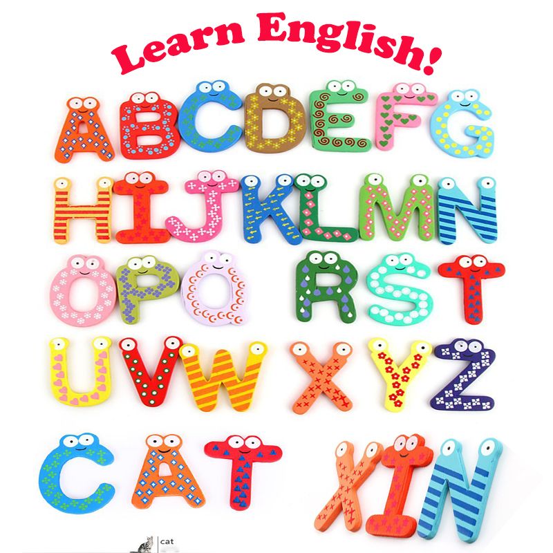 Click Down Wooden Alphabet Fridge Magnets