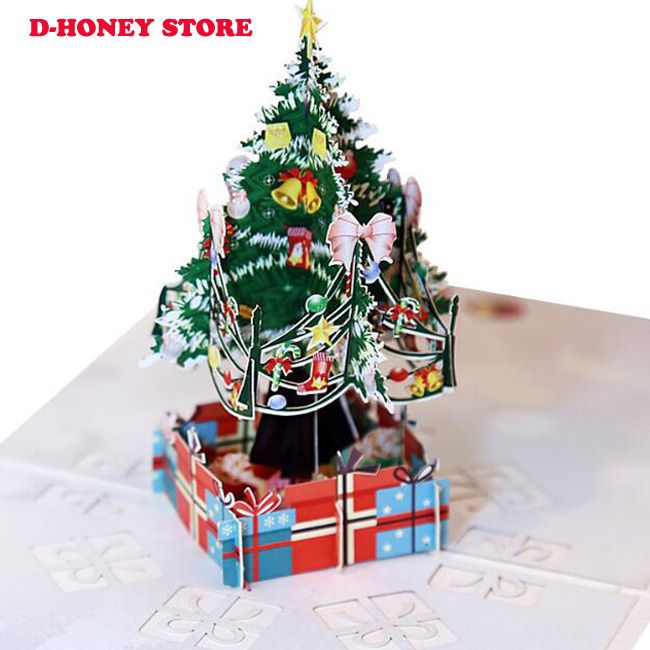 Acquista 3d Pop Up Decorazioni Natalizie Albero Colorato Biglietto Di Auguri Busta Taglio Laser Cartolina Vuota Scolpita A Mano Regalo Kirigami A 1 73 Dal Dhoneystore Dhgate Com