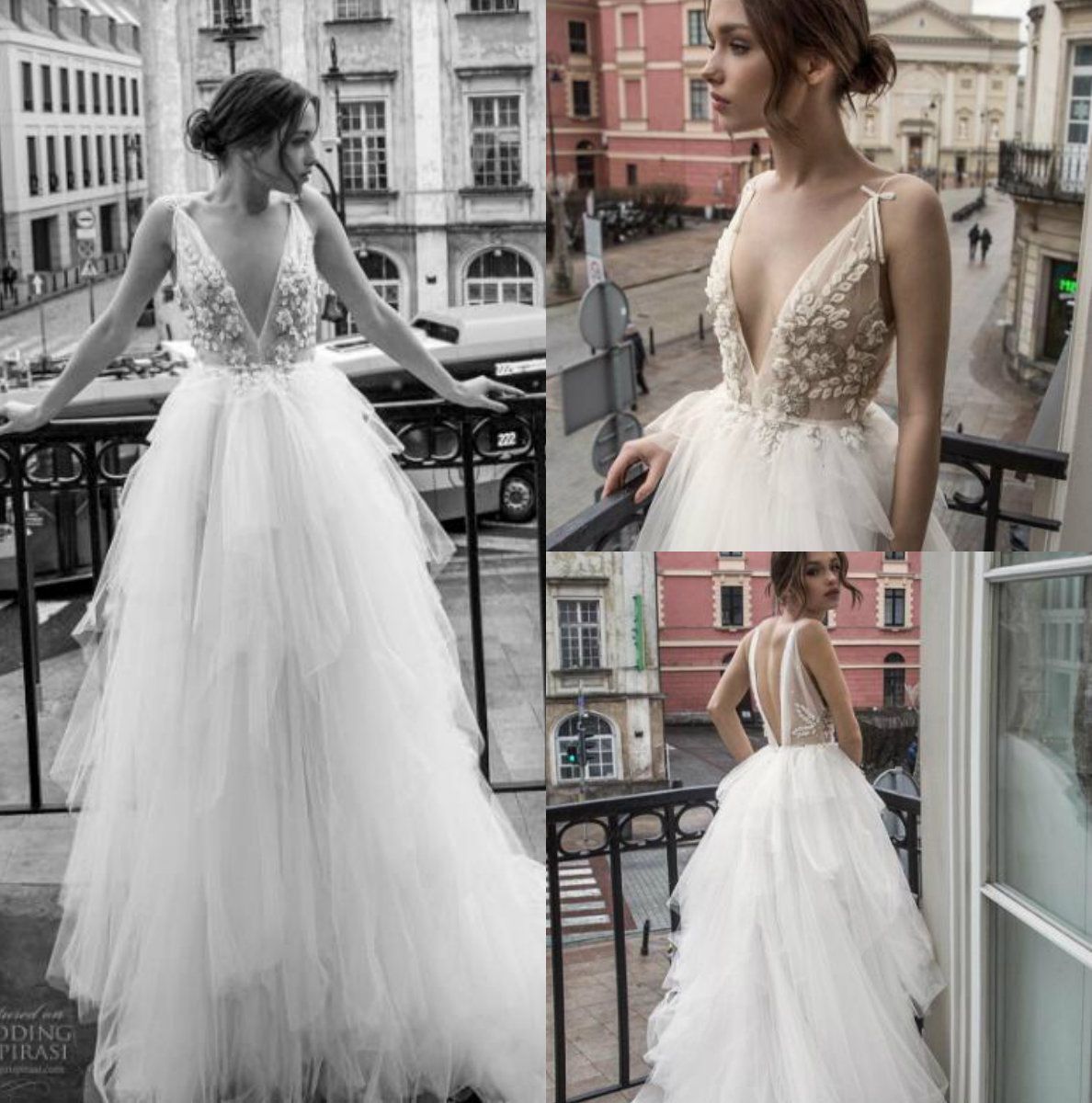 Discount Ester Haute Couture 2019 Wedding Dresses Sexy V Neck Backless Lace Bridal Gown Appliqued Robe De Mariée Beach Wedding Dress Custom Designer