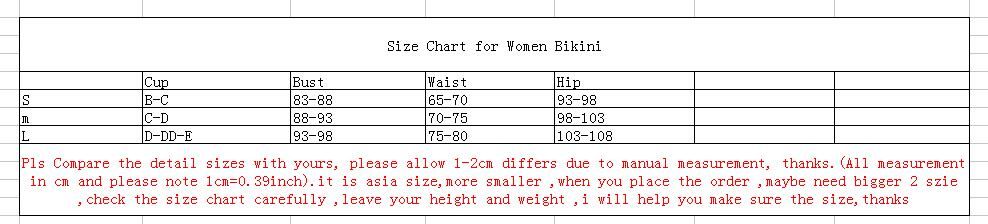 Size Chart For Women S Bathing Suits