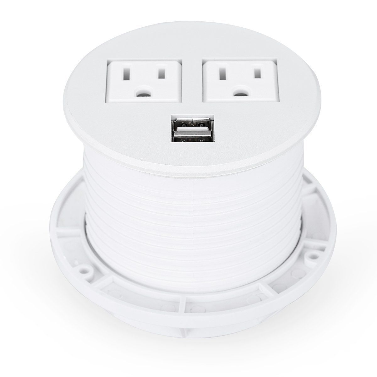 2018 Desktop Power Grommet Hub 2 Power Socket Dual Usb Ports For