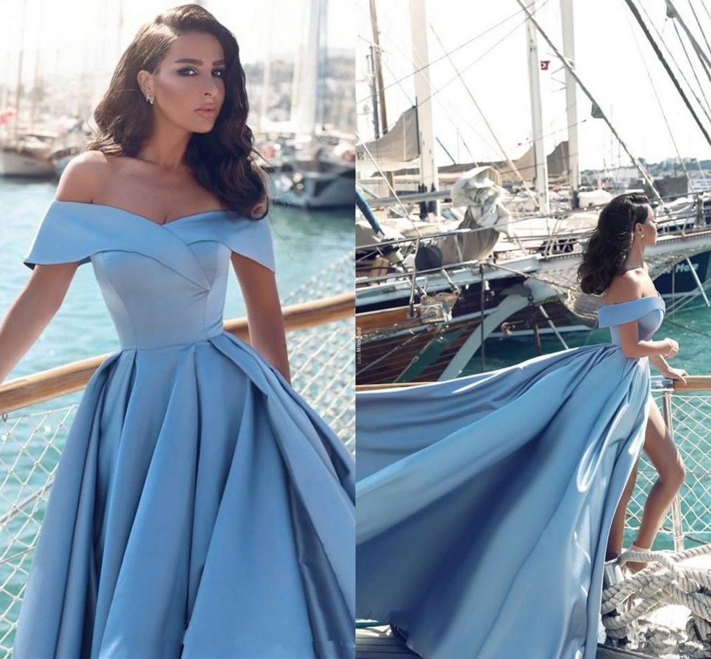 light blue evening gown