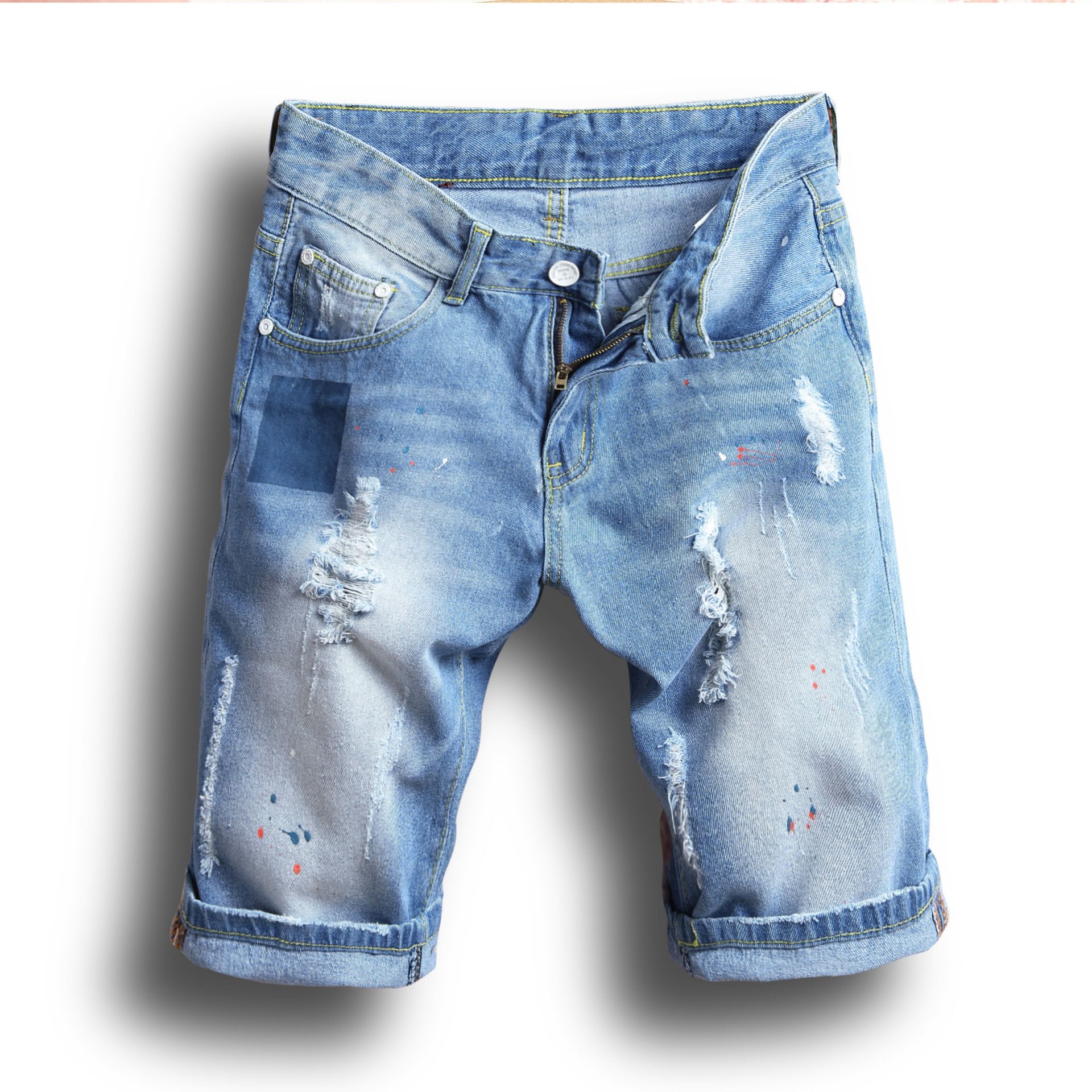 mens jean ripped shorts