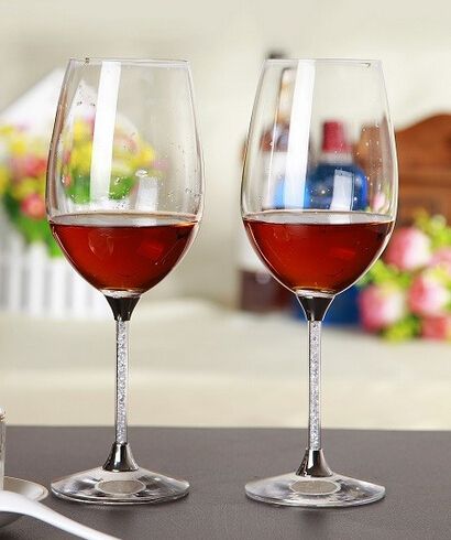 2019 412ml Wine Cup Glass Goblet Crystals Rhinestones Decorating