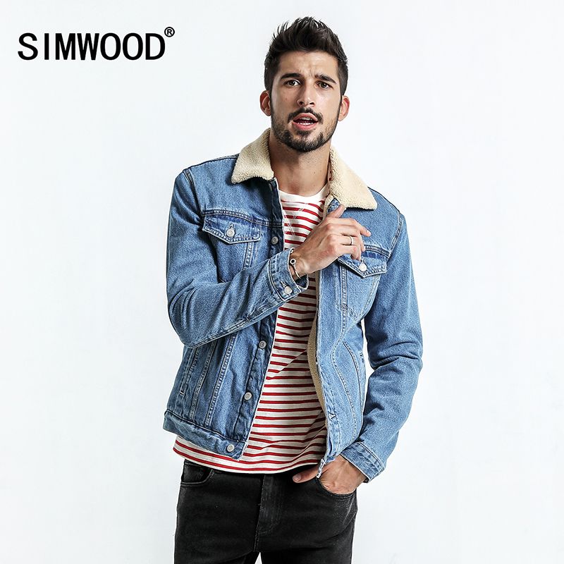 mens denim jacket with fluffy collar