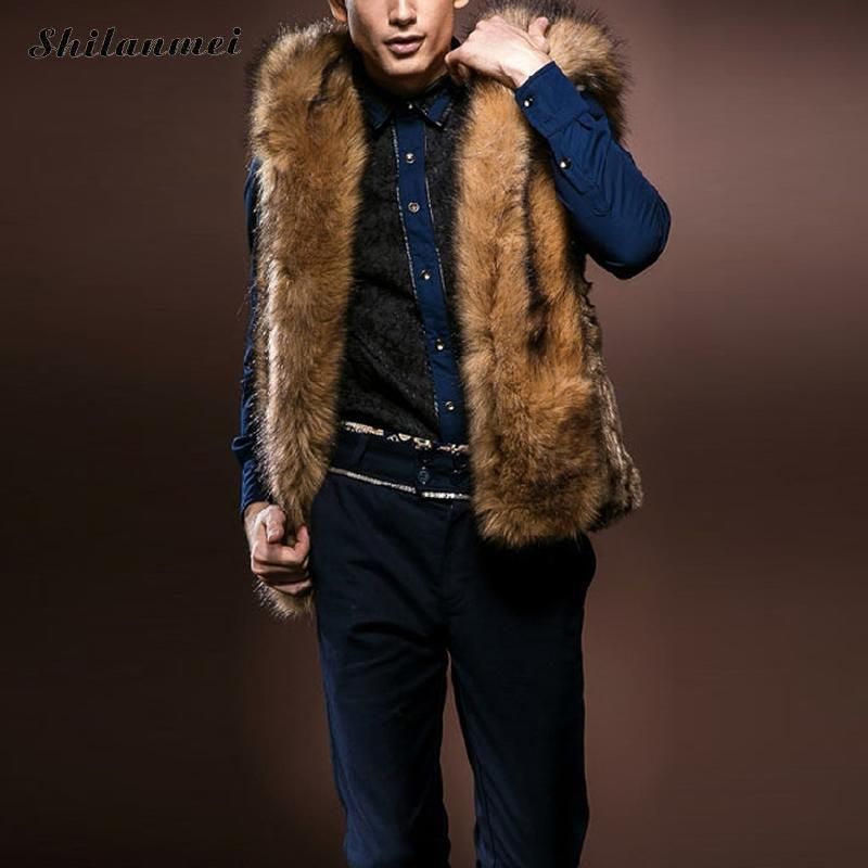 Wholesale Brown Faux Fur Coats For Men 