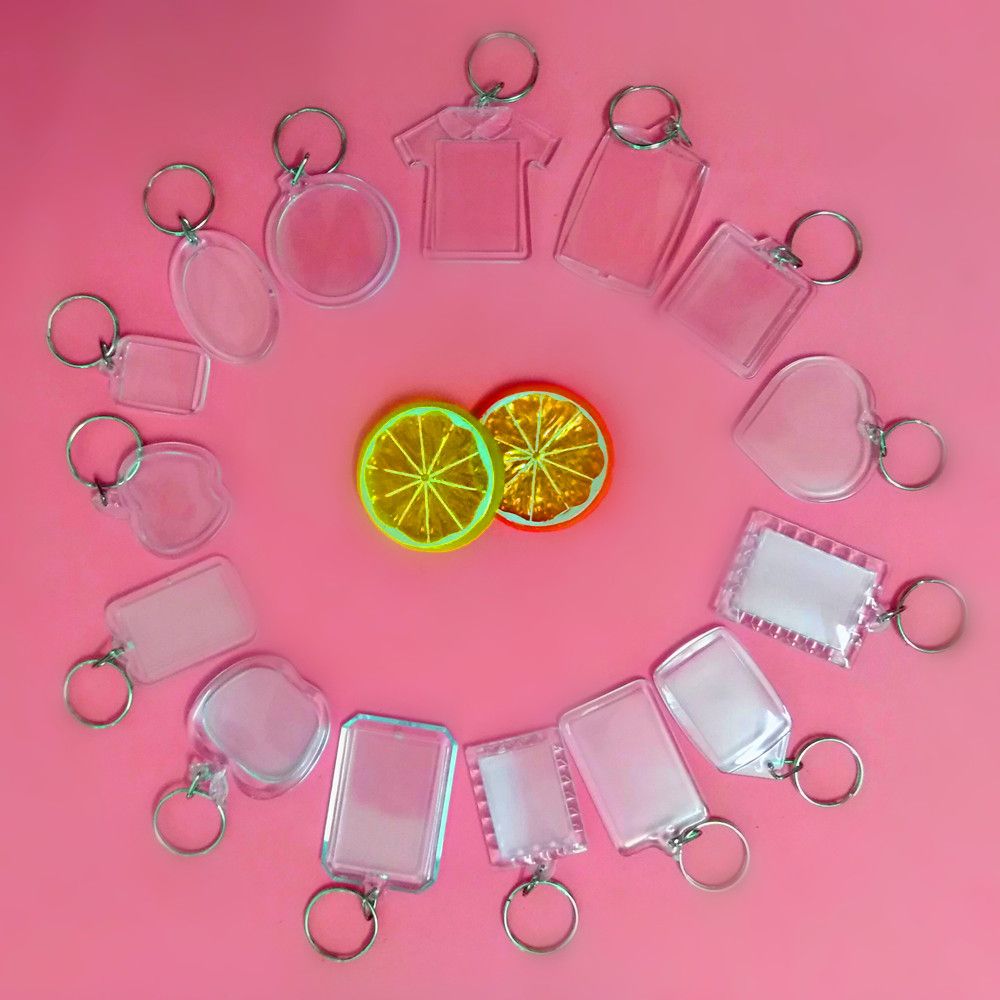 13 Style DIY Acrylic Blank Photo Keychains Shaped Clear Key Chains