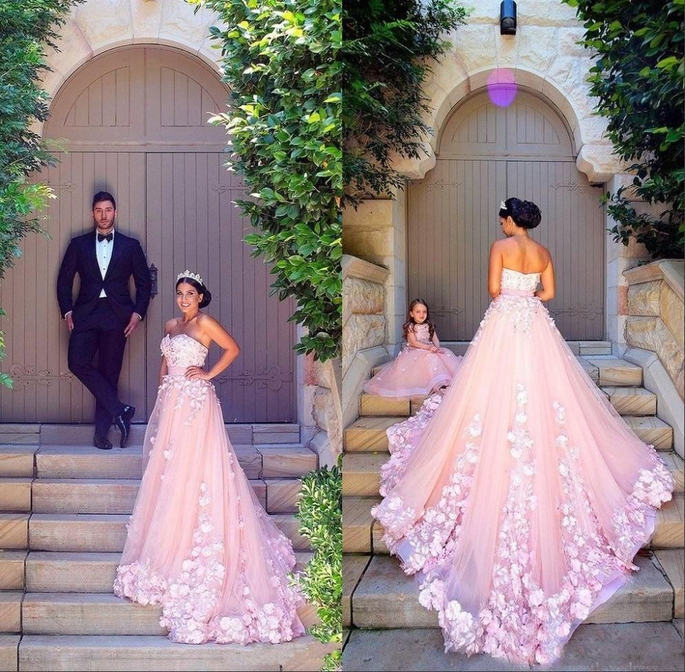 wedding dress matching flower girl