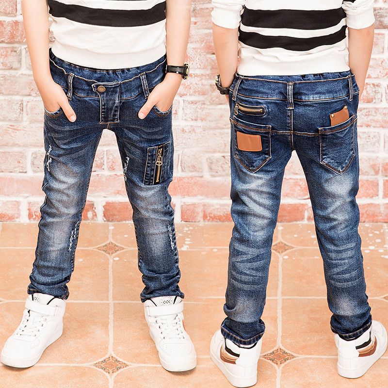 Boys Zipper Jeans Jeans Wear Fashionable Style And High Quality Kids Jeans Boys Ripped Jeans 3 5 7 8 9 10 11 13 14 Years Old Y18103008 Girls Jeans