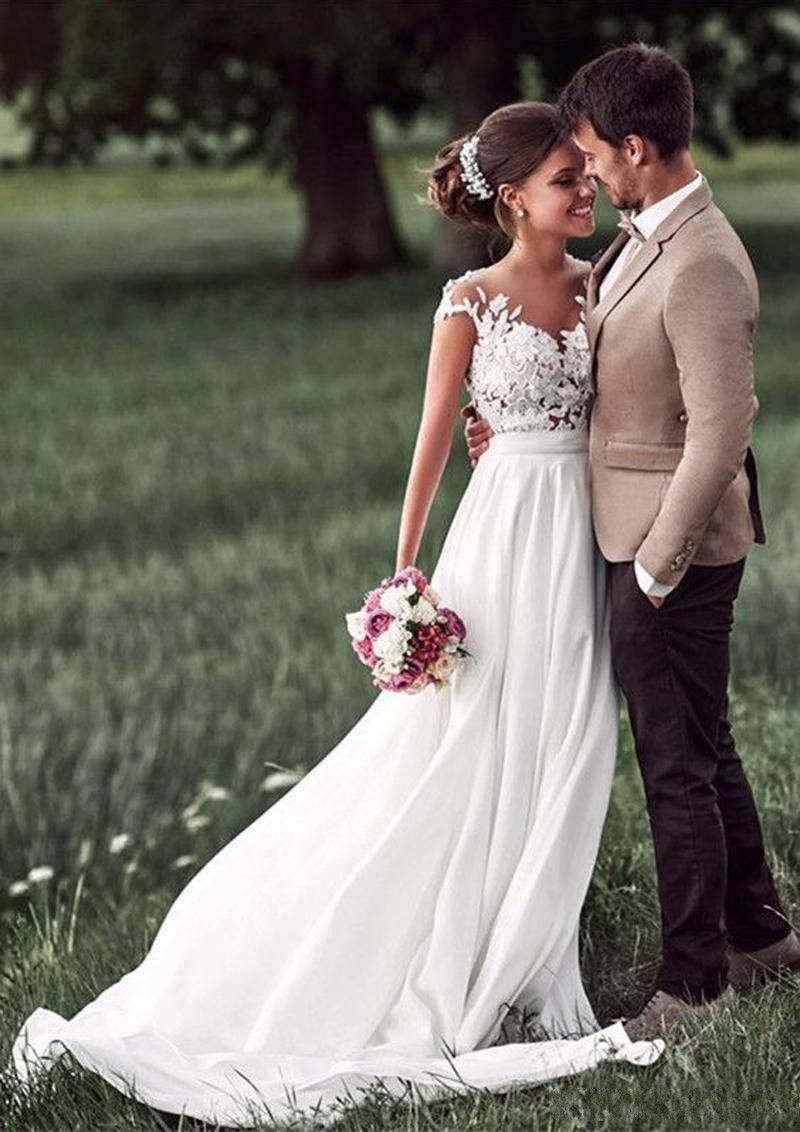Acquistare Stile Country Una Linea Abiti Da Sposa Romantico Cappuccio  Maniche Appliques Chiffon 2018 Abiti Da Sposa Lunghi Spiaggia Economici  Economico | Consegna Veloce E Qualità | DHgate Italy