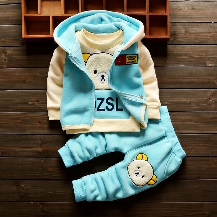 Conjuntos de ropa para niños niños otoño bebés varones espesar chándal caliente para niños niñas
