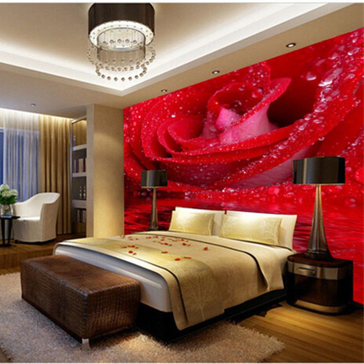 Custom 3d Large Mural Big Red Rose Romantic And Warm Photo Wallpaper For Wedding House Wall Mural 3d Hd Wallpaper On The Walls Hd Wallpaper Background