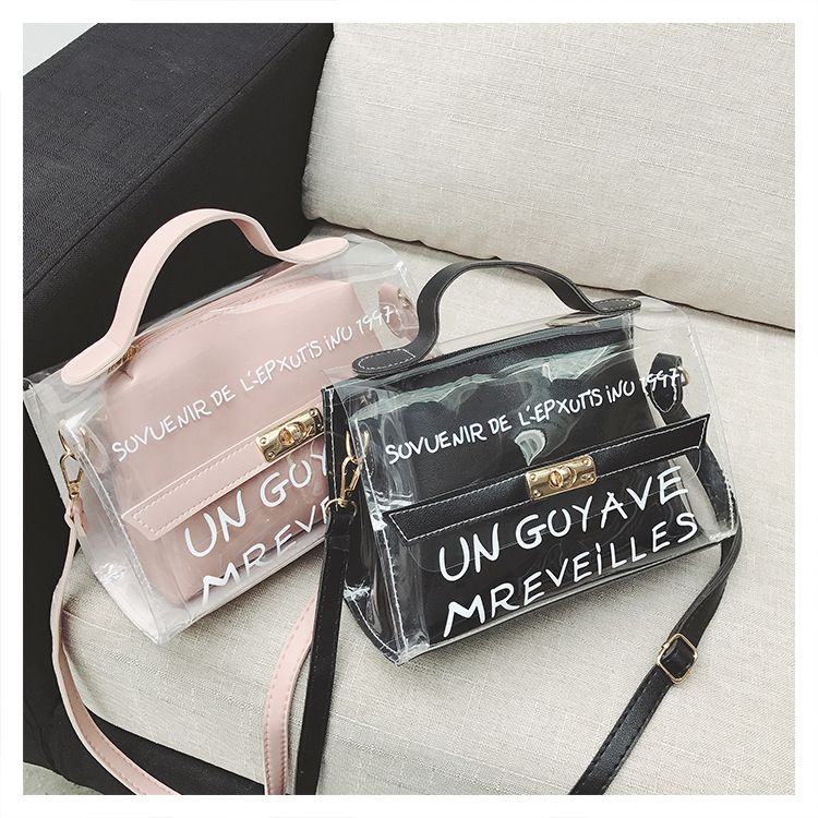 bolsas de moda transpare #Black De la lona de las mujeres pequeñas bolsas de moda transpare #Black De la lona de las mujeres pequeñas