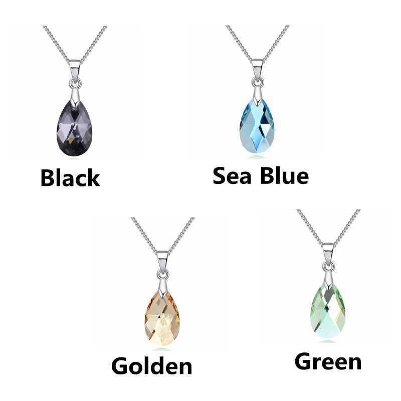 Moda azul cristal gota de agua collar de cristal de Swarovski Elements mujer joyería de