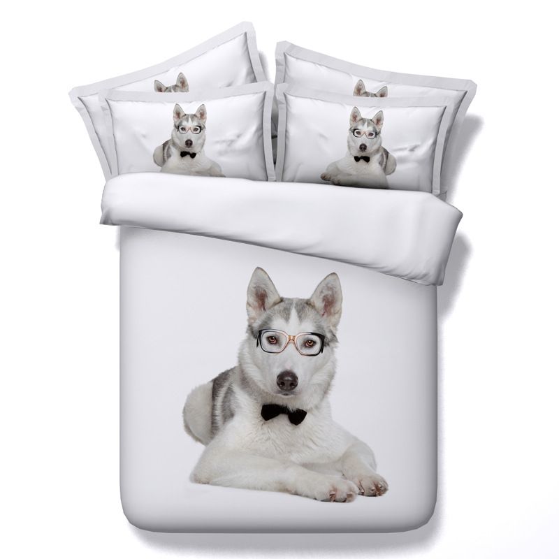 3d Husky Bedding Sets Dog Duvet Cover Puppy Bedspreads White