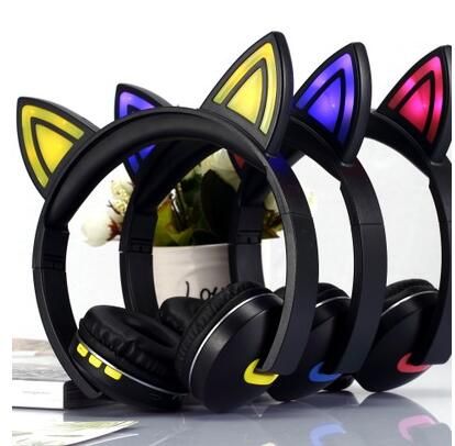 satin al katlanabilir kablosuz bluetooth kulaklik stereo kedi kulak led isiklari isikli mp3 muzik e spor bilgisayar hifi spor kulakliklar tl137 5