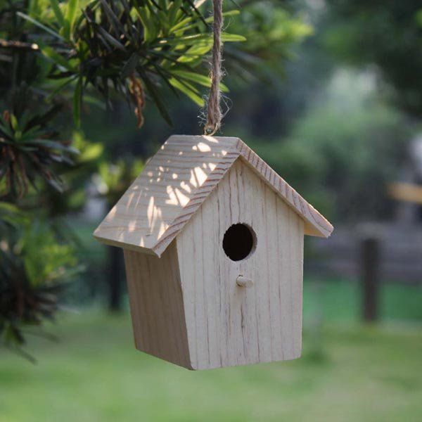 Acheter Petite Peinture Maison Doiseaux En Bois Non Fini Cage à Oiseaux Décoration De Jardin Produits De Printemps Ornement Pour La Maison