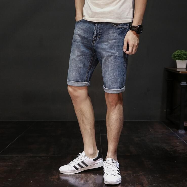 Etecredpow Mens Summer Denim Straight Leg Jean Washed Basic Shorts Etecredpow Mens Summer Denim Straight Leg Jean Washed Basic Shorts