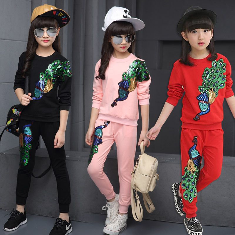 Compra 2018 Marca Primavera Otoño Chicas Lentejuelas Dibujos Animados De  Manga Larga T Shirt + Pants Kid School Ropa Linda Conjunto Chicas Ropa  Deportiva Barato | Entrega Rápida Y Calidad | Es.Dhgate