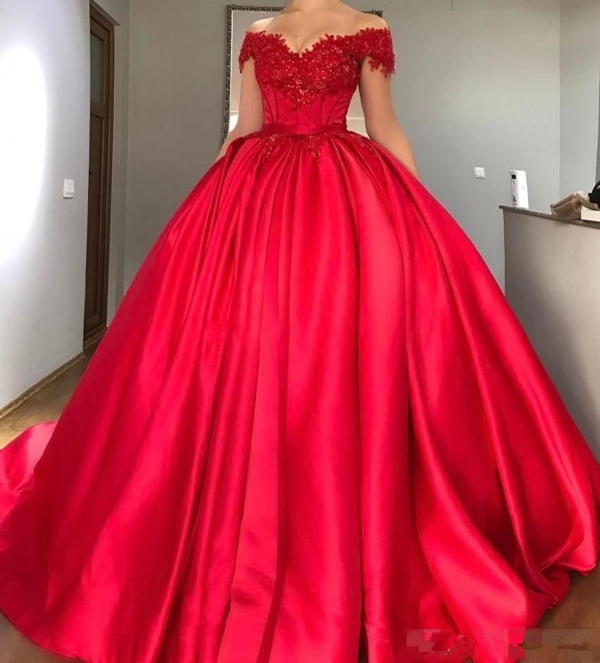 Compre Vestido Rojo De Quinceanera Vestido De Bola Con Adornos De Hombro Apliques Vestido Clasico De Debutantes Para Ninas Graduacion Vestido De Gala Tamano Personalizado A 103 87 Del In Love Dhgate Com