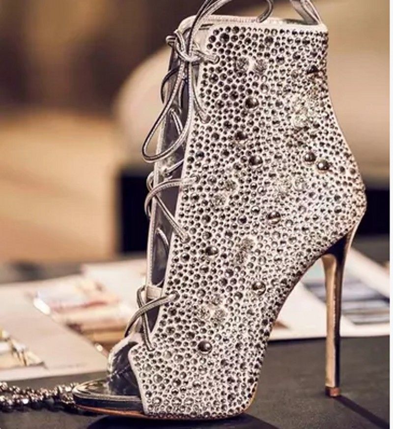 silver open toe booties