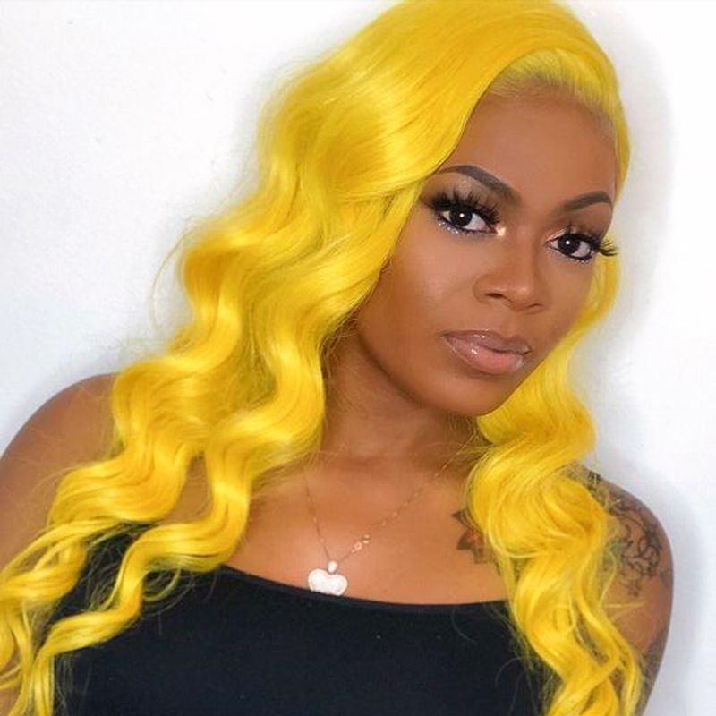 yellow lace frontal
