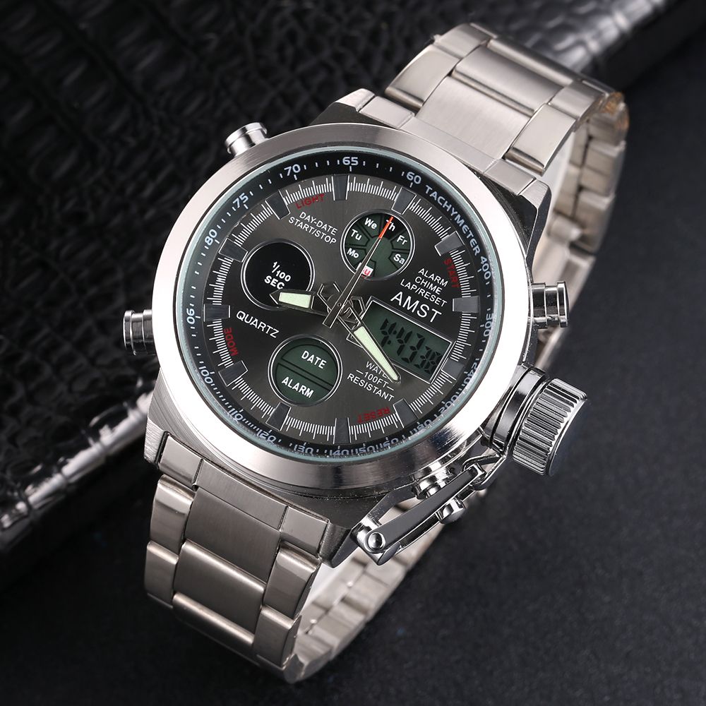 Acquistare AMST Orologi Militari Cinturino In Acciaio Inossidabile Orologi  A LED Orologi Da Uomo Al Quarzo Di Lusso Di Alta Marca 50 Metri Orologi Da  Polso Impermeabili 100% Originali Economico | Consegna